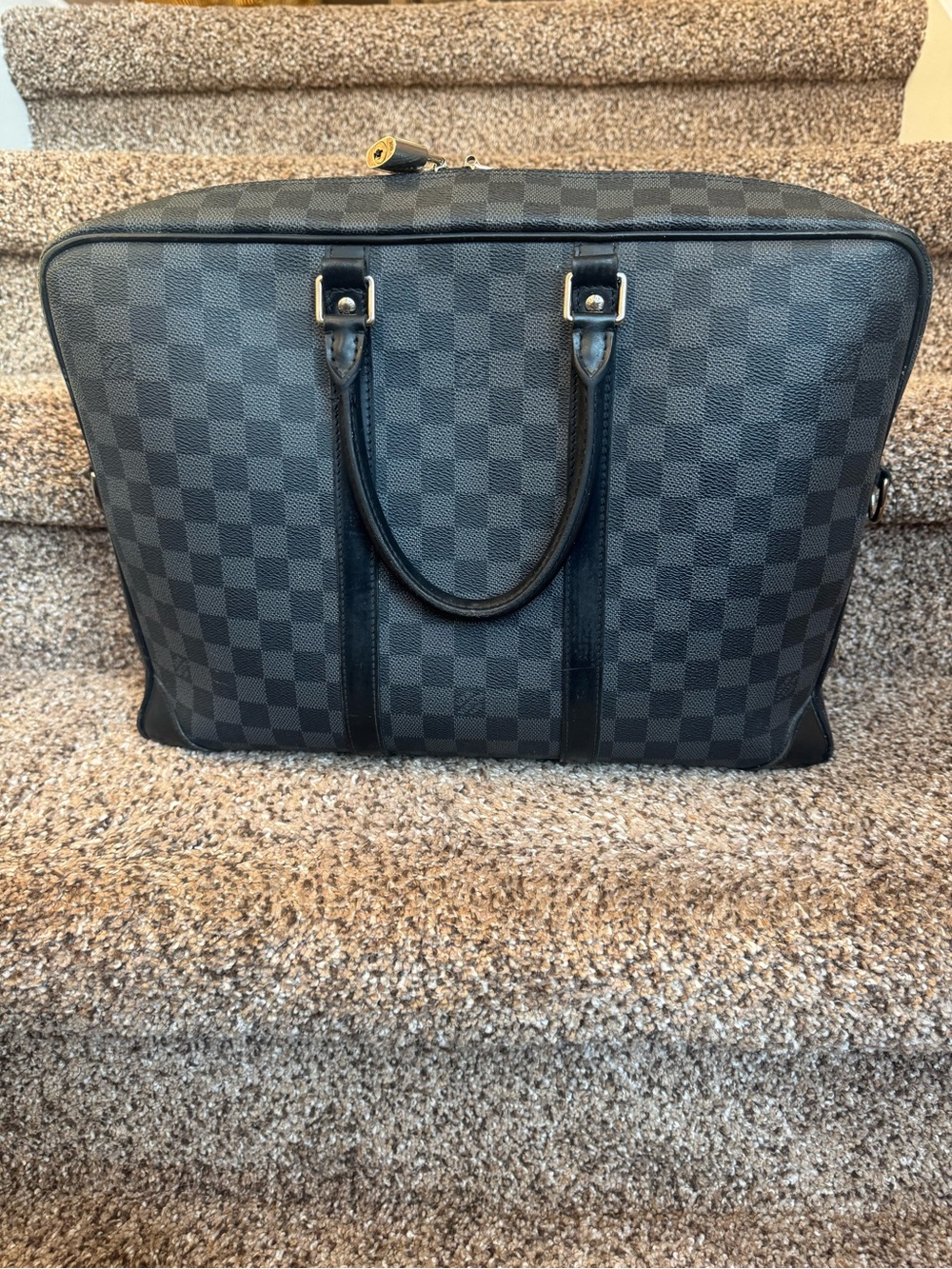 Authentic LV LOUIS VUITTON Damier Graphite Briefcase Document Case Carry on Bag
